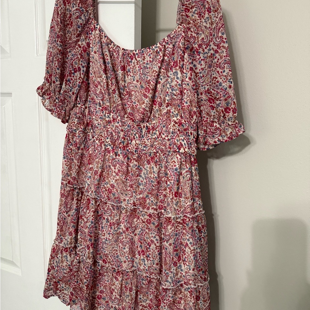 Miami Red and Pink Long Sleeve Dress